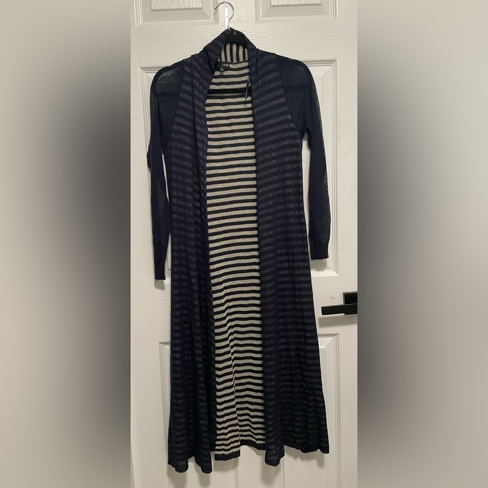 Ladakh Black and White Striped Cardigan